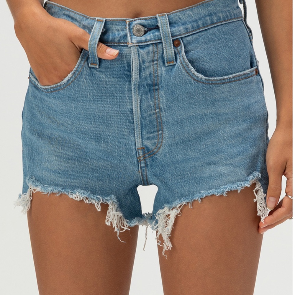 Levi's Distressed Blue Denim Shorts